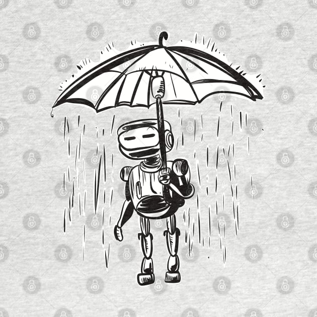 Robot in the Rain by EzekRenne